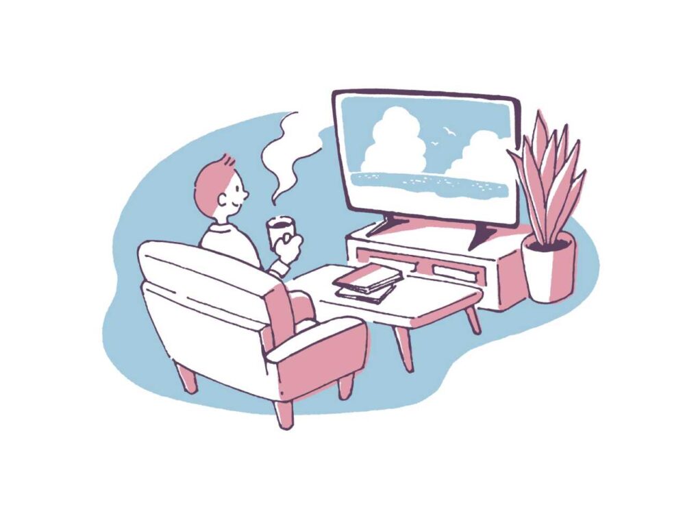 PC作業をする男性 イラスト