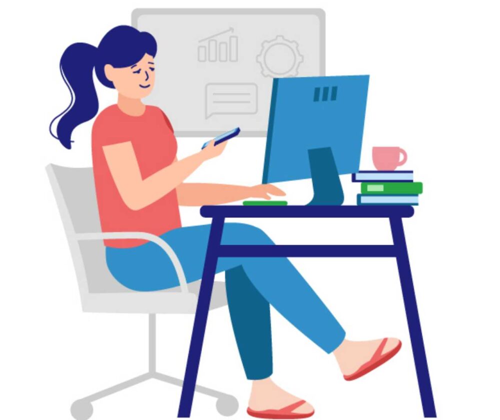PC作業する女性 イラスト