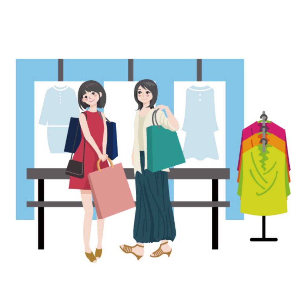 買い物する女性たち