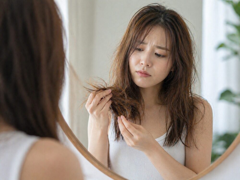 髪がいたんでいる女性