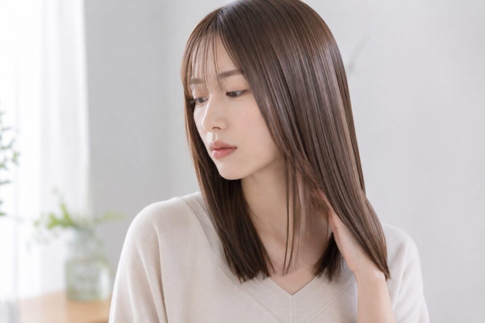 サラサラストレート・カラーをしている女性