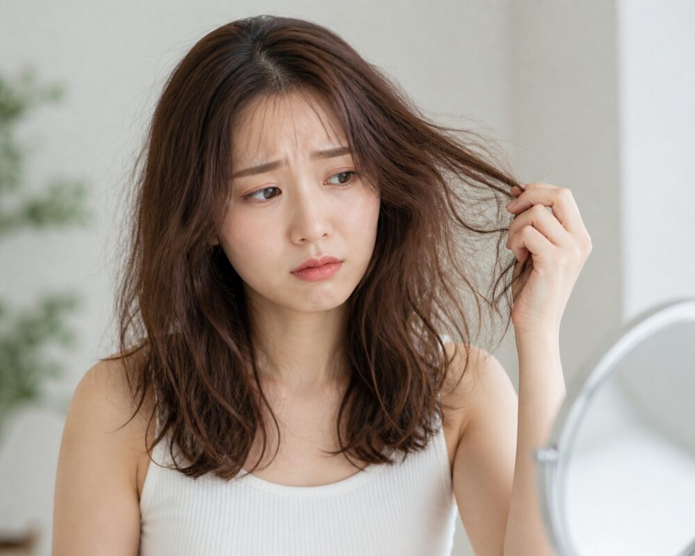 クセ毛に悩む女性