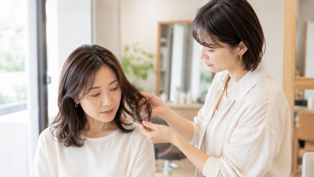 白髪と縮毛矯正を両立する正しい順番のイメージ