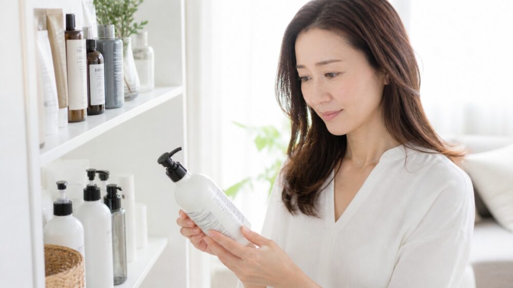 洗浄力が強すぎるシャンプーで髪がきしむ女性