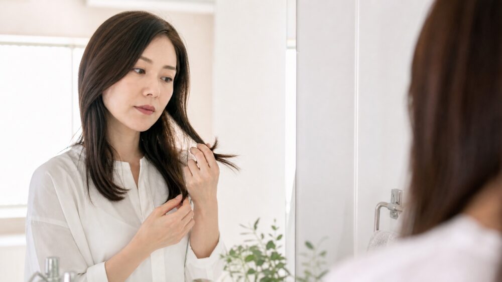 髪のパサつきと向き合う30代女性、原因解説のイメージ