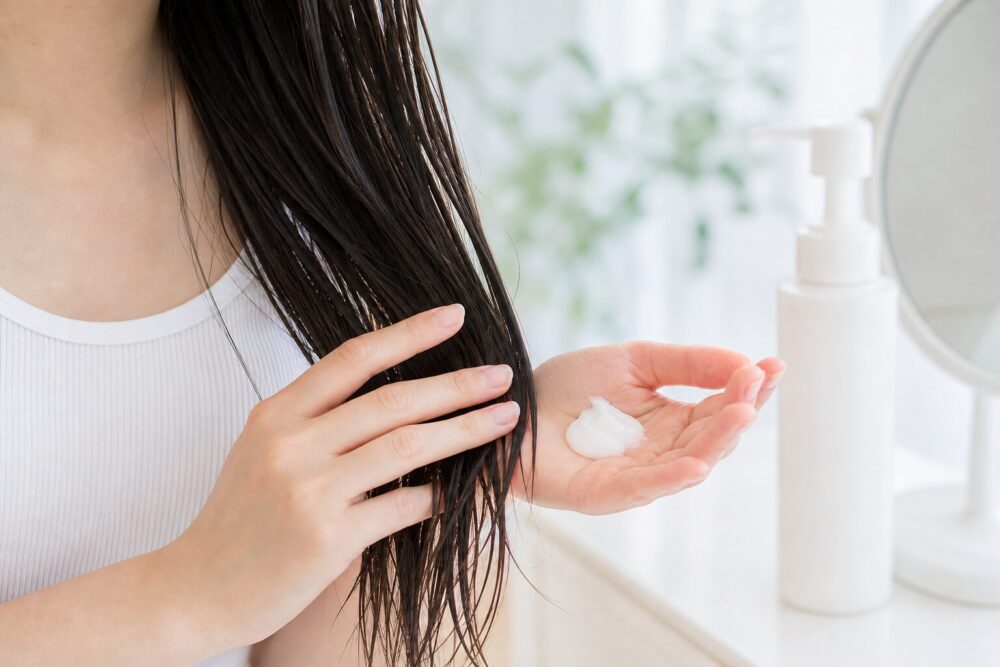 速乾系トリートメントで水分の通り道を作る