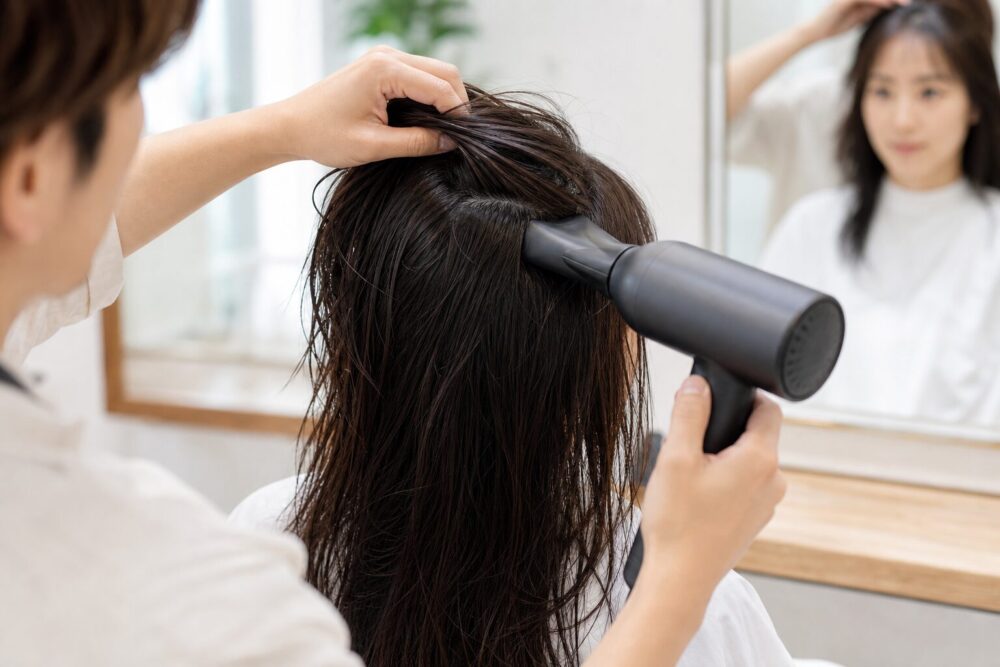 根元から毛先の順に乾かす正しい乾かし方