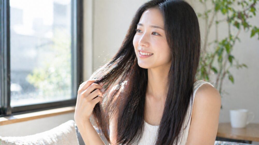 UVケアで艶やかな髪を取り戻した日本人女性