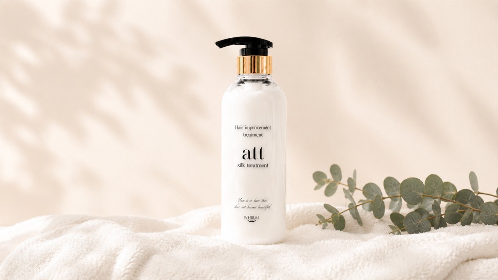att シルクトリートメント 300ml 商品画像（タオルとユーカリ）