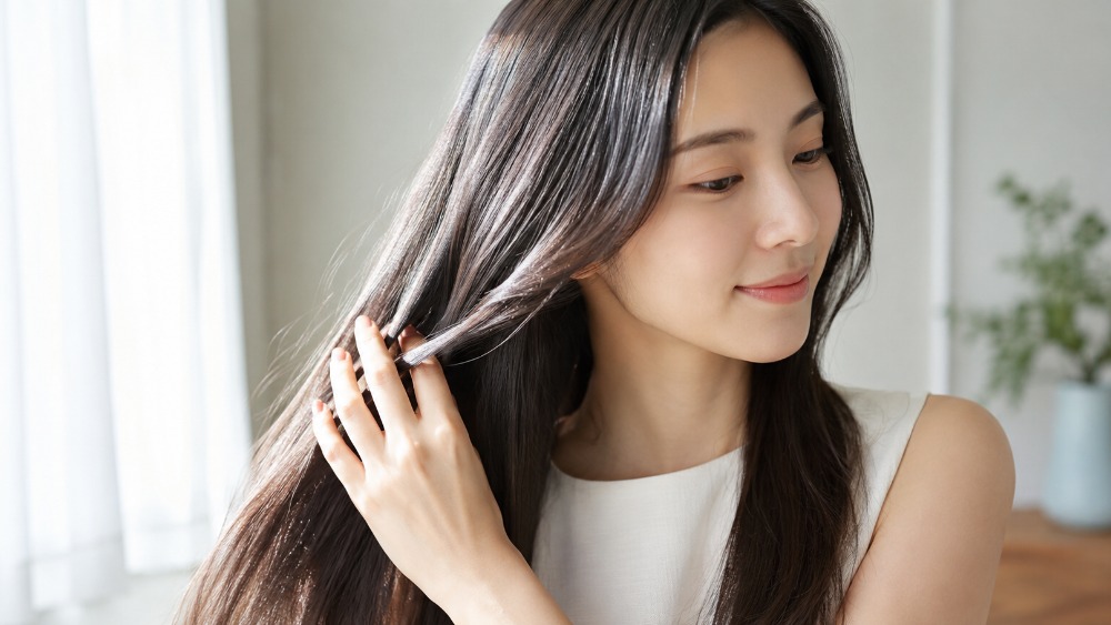 髪にツヤが出てなめらかな指通りのイメージ