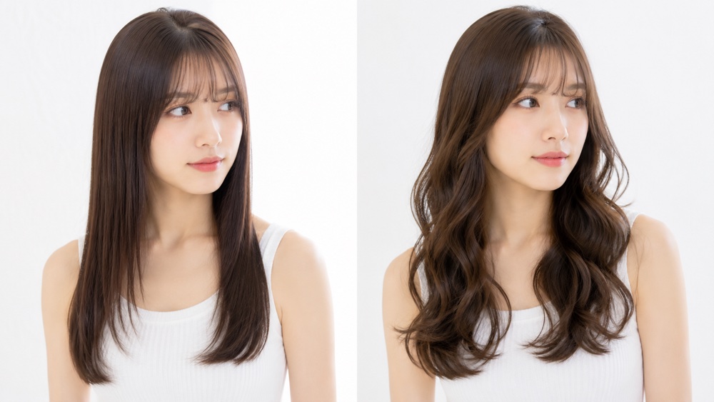 ストレートヘアとカールヘアの違いのイメージ