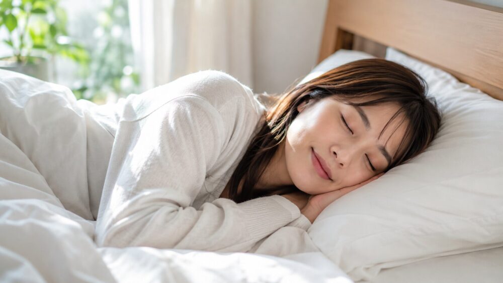 ぐっすり眠る日本人女性