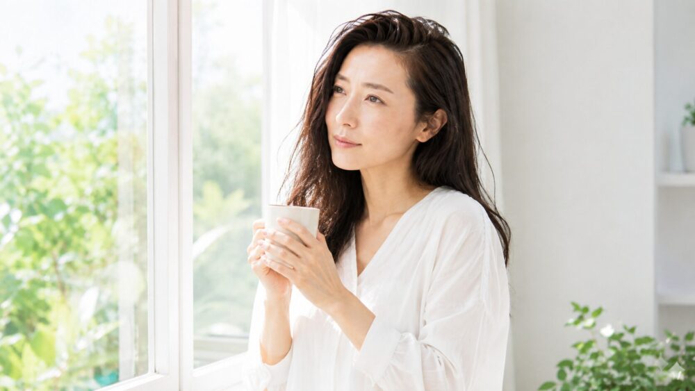 健康的な朝を過ごす日本人女性