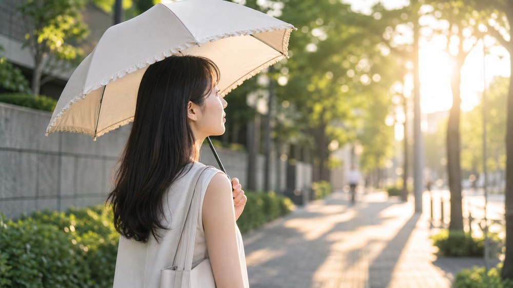 紫外線の強い時間帯を避けて外出する夏の頭皮対策
