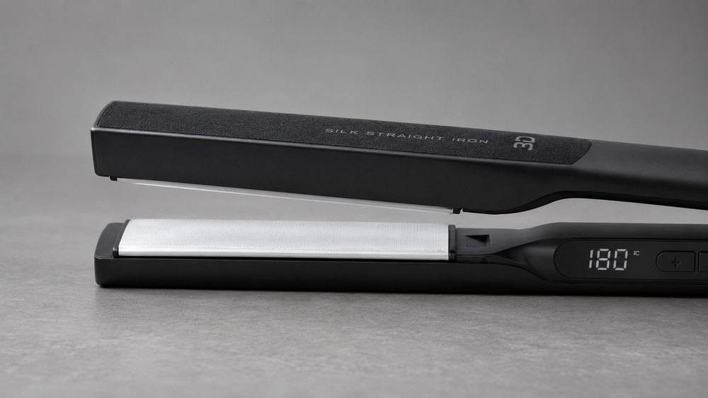 Brighte 3Dシルクストレートアイロンのプレート面のクローズアップ
