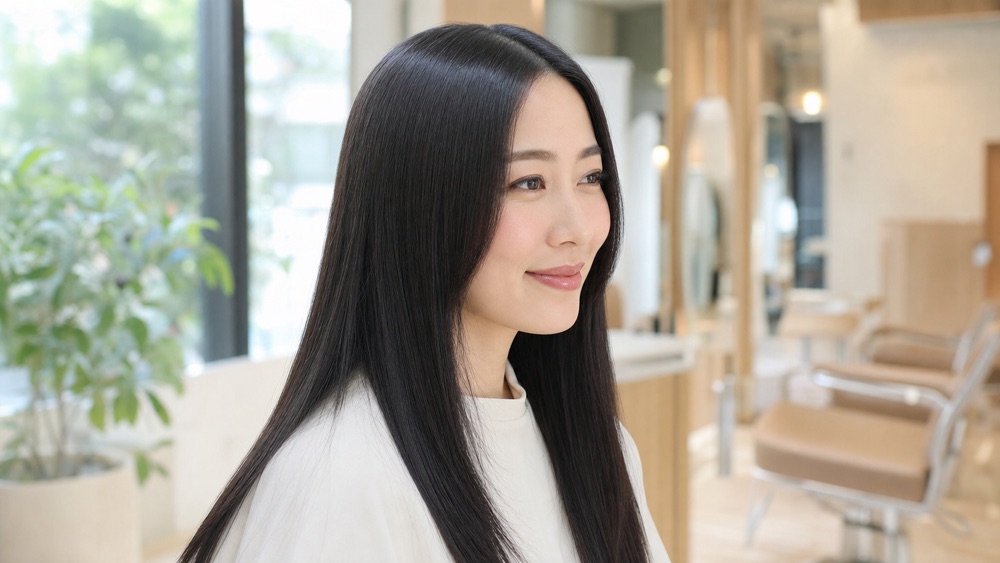 縮毛矯正の失敗を予防したツヤのあるストレートヘア