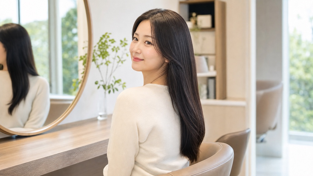 自分に合う髪質改善でツヤ髪になった女性