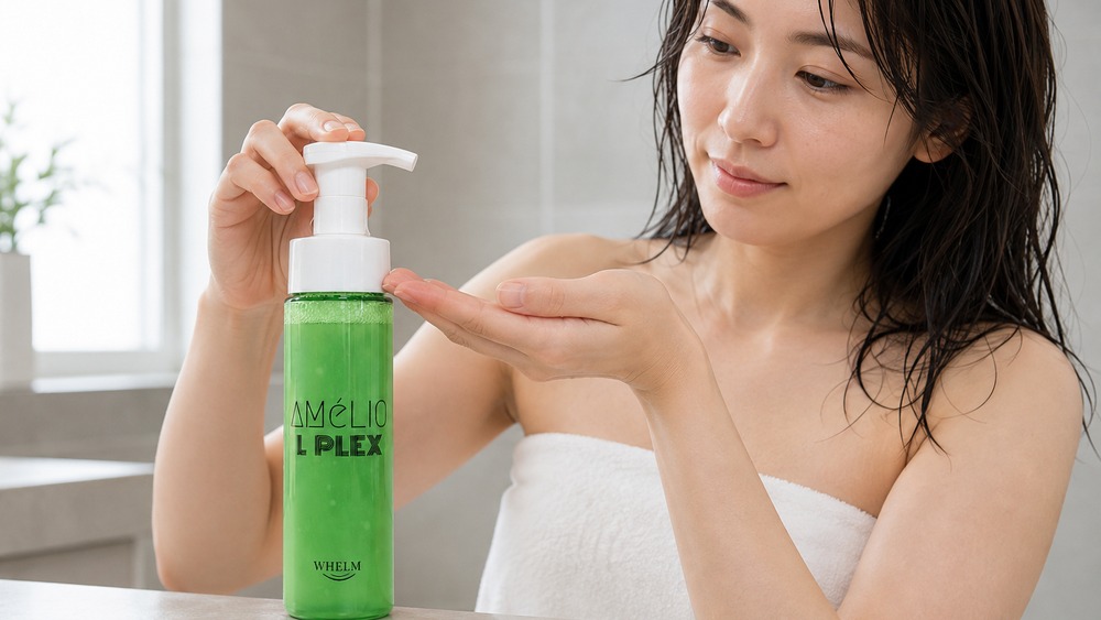 Amélio PLEX Lの正しい使い方4STEP（タオルドライ後に手のひらへ）