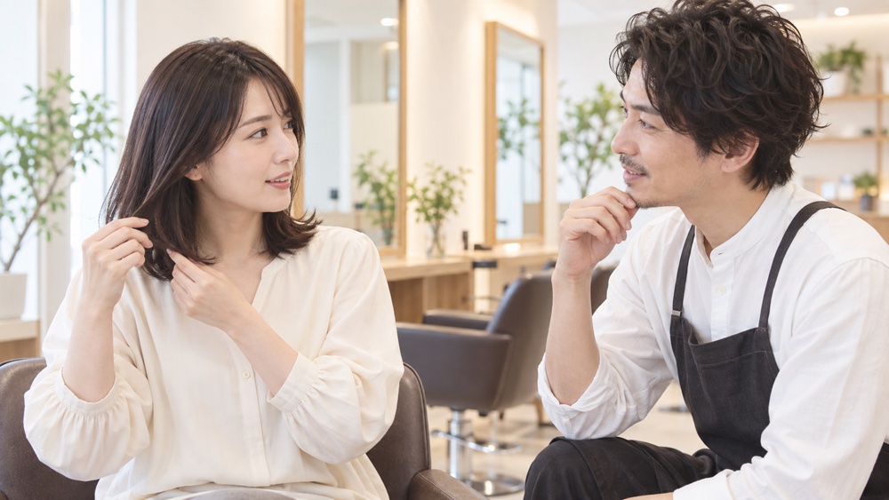 髪の状態について美容師に相談する説明用イメージ