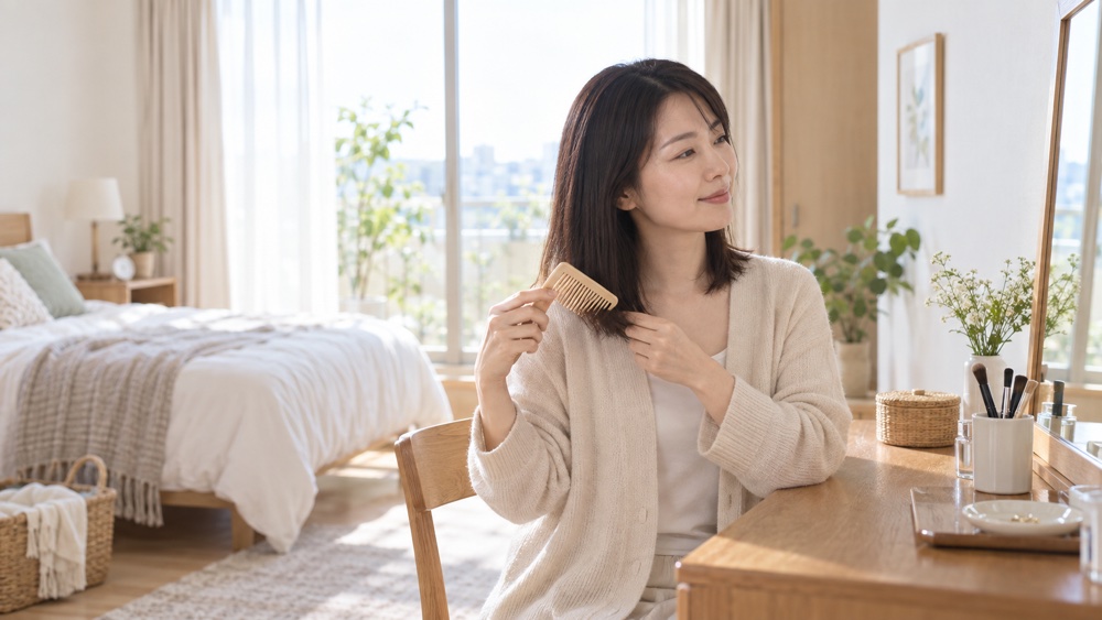 毛先をやさしく整えるホームケアの説明用イメージ
