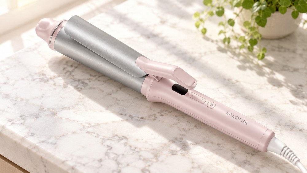 サロニア グロッシーケア カールヘアアイロン38mmのバレルと持ち手